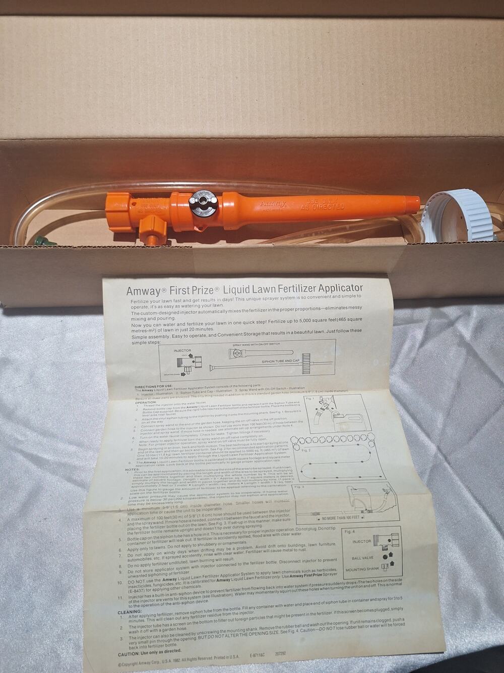 NOS Vintage 1982 Amway First Prize Liquid Lawn Fertilizer Applicator E-8711 Box